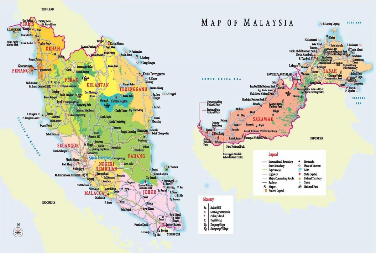 аялал жуулчлалын газрын зураг, малайз